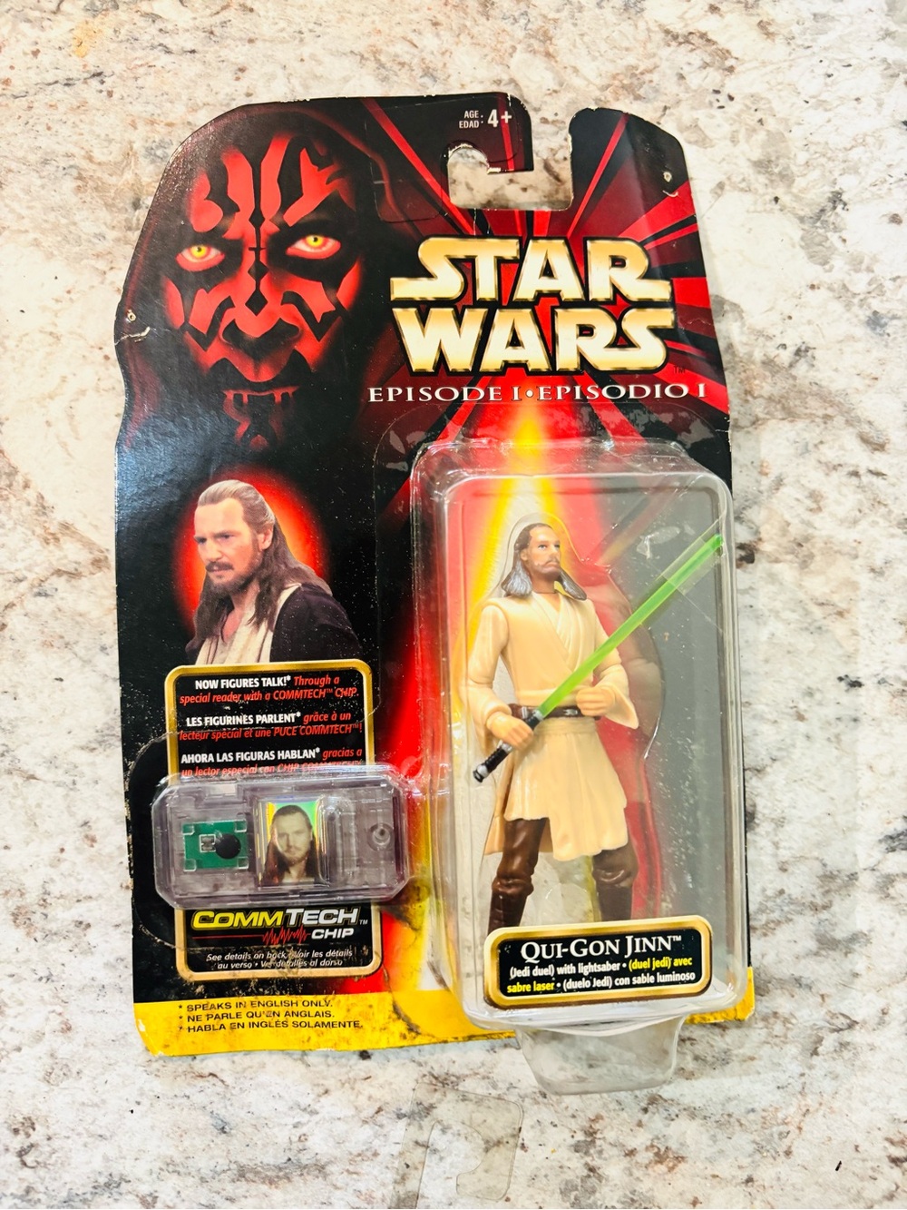 Vintage 1999 Star Wars Episode I Qui-Gon Jinn Jedi Duel CommTech Figure Sealed